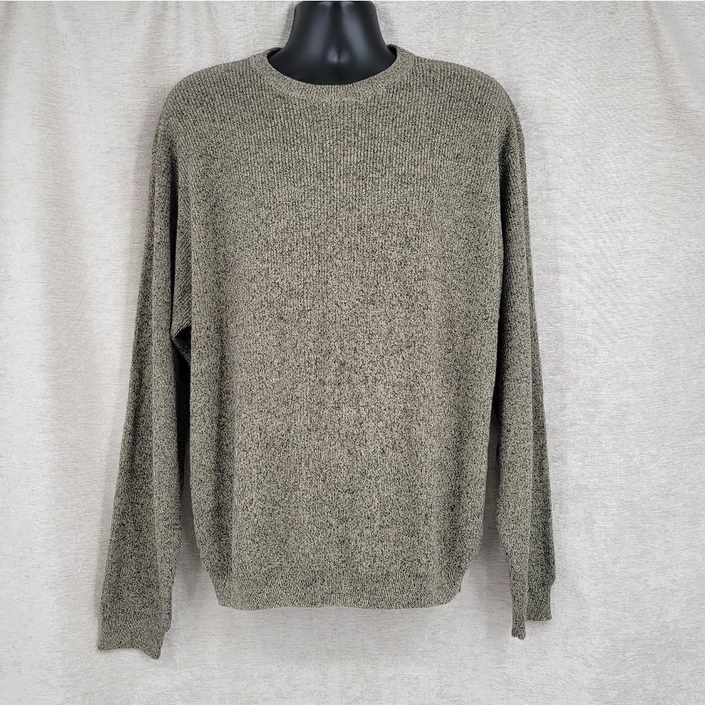 VOX Vintage  Silk Cotton Blend Crewneck Sweater Heathered Olive Green Men's XL